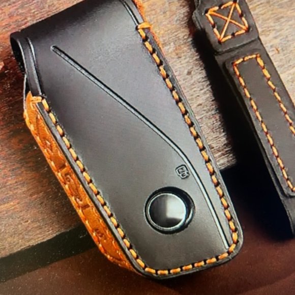 BMW Leather Key Fob Cover Case Black 3B#762 - Picture 1 of 8